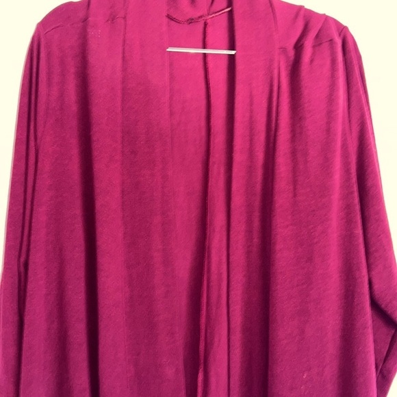 Cardigan, Plus Size, PTP 28”, L 33-37”, soft material with lace hips, Maroon - Picture 4 of 4